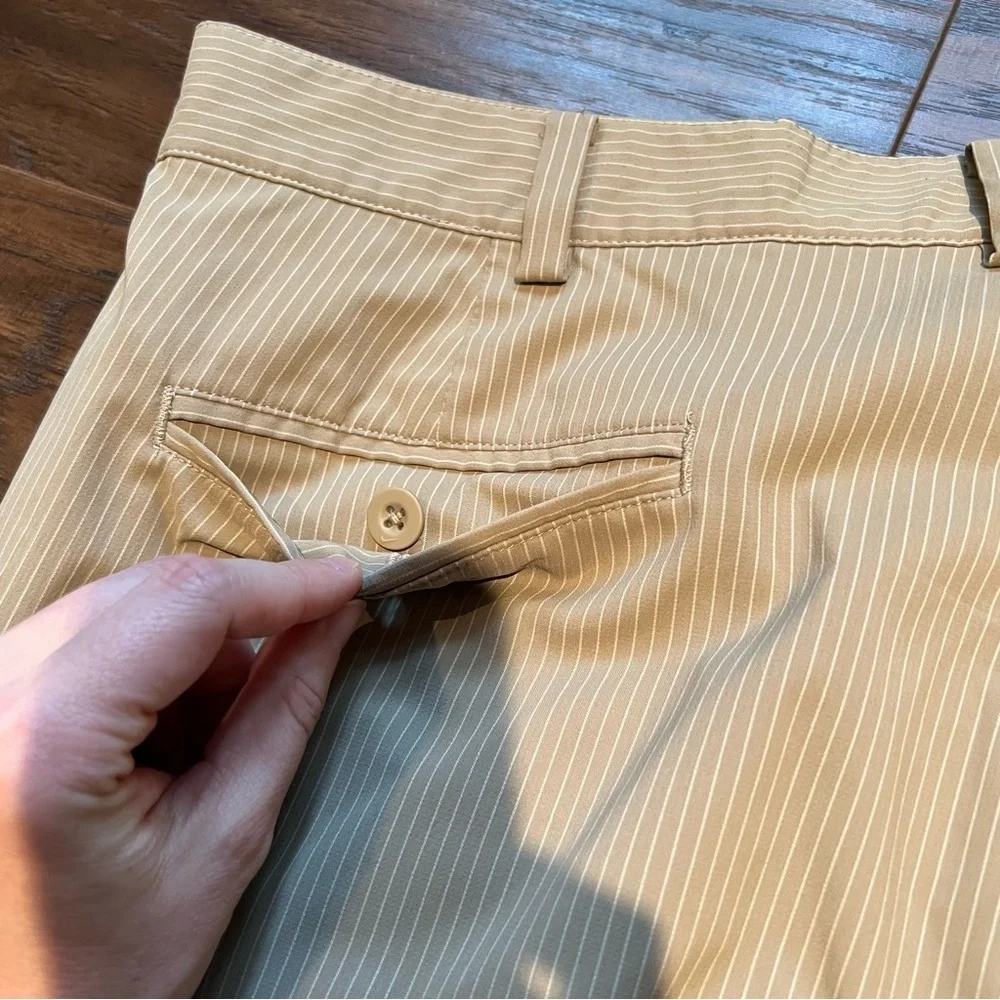 Nike Golf Dri-Fit Khaki Performance Shorts with White Pinstripes | 34 - M